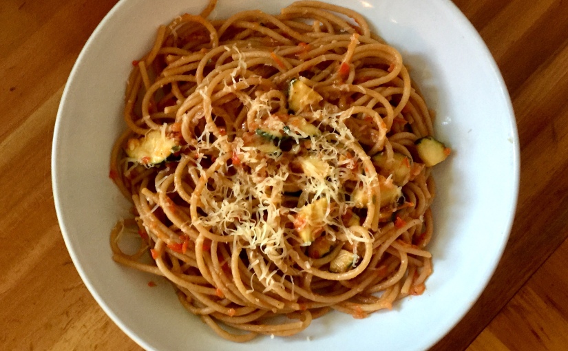 Roasted Red Pepper and Tomato Pasta